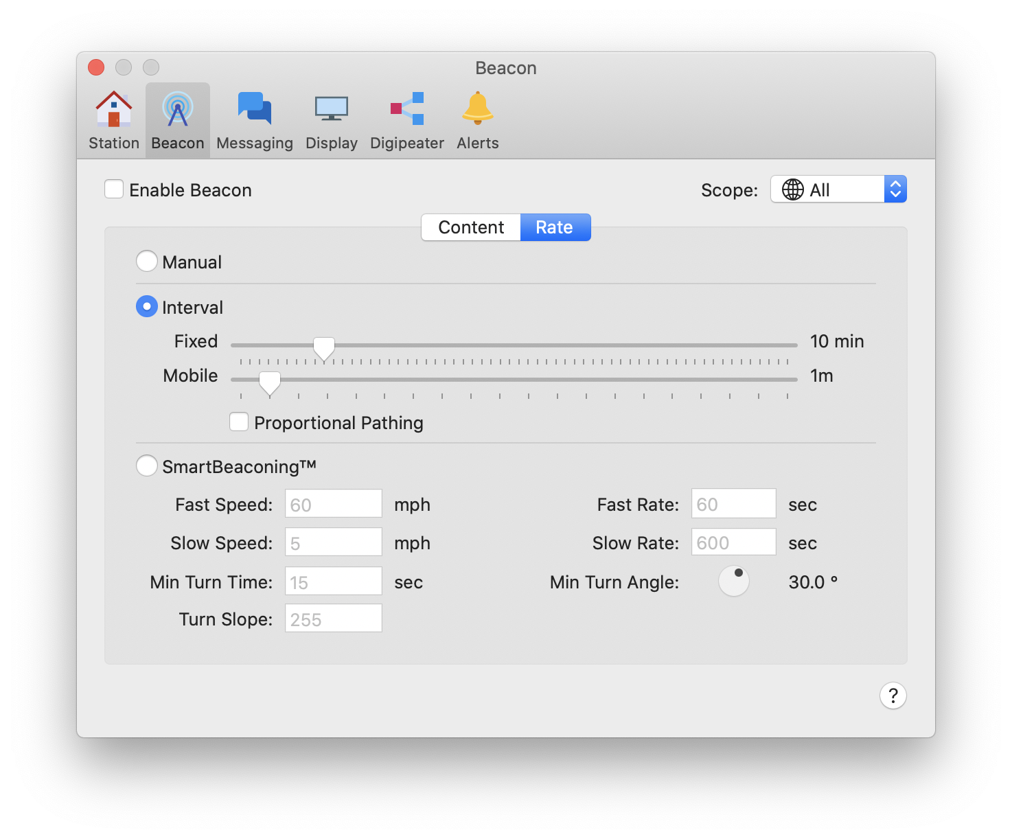 beacon rate preferences